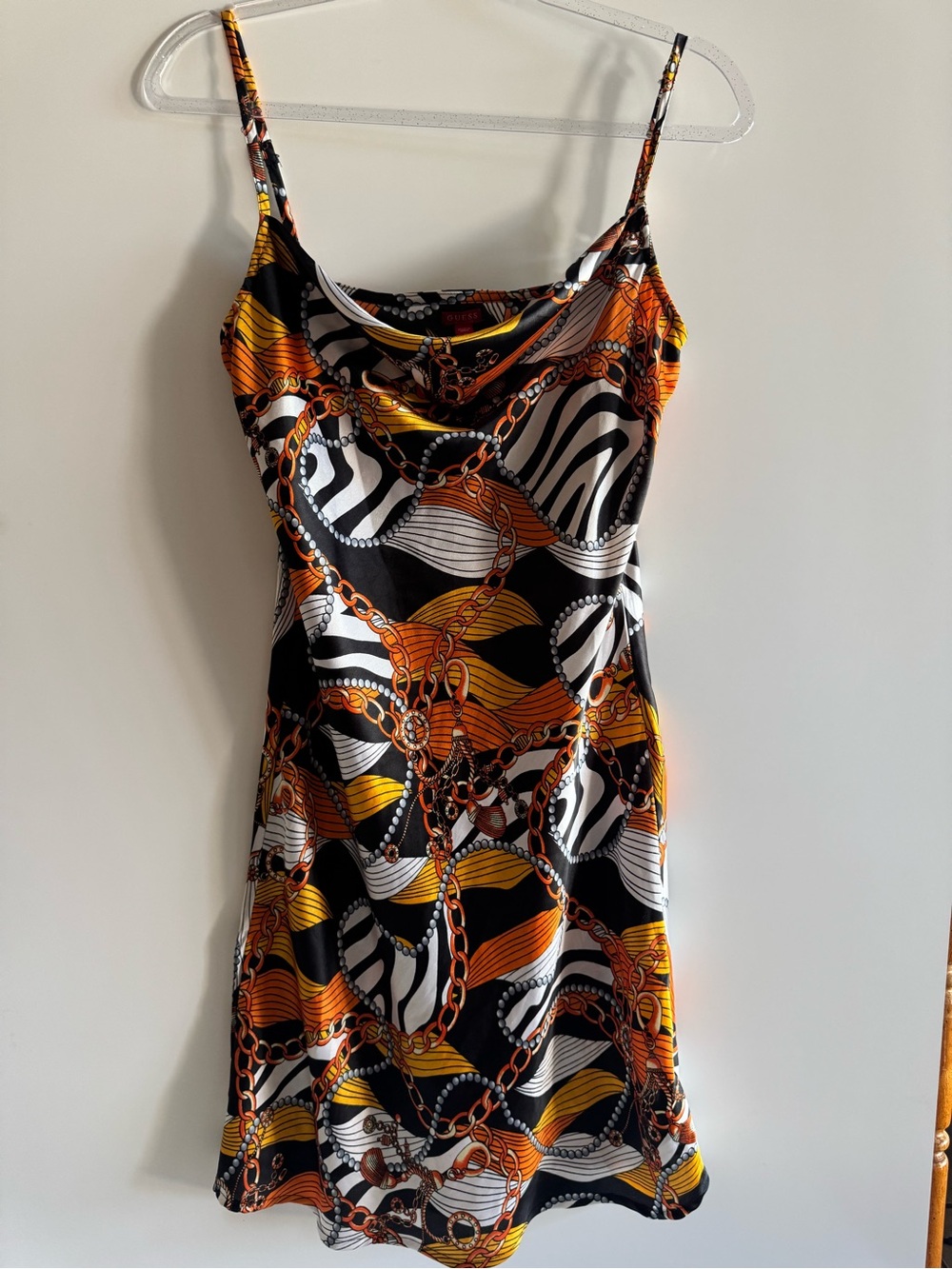 GUESS Chain Print Satin Slip Dress | Women’s Medium